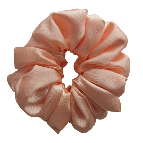 Klassieke satijnen scrunchie in champage rose kleur, luxe handgemaakte haaraccessoires met zijdezachte glans voor dagelijks gebruik en slapen