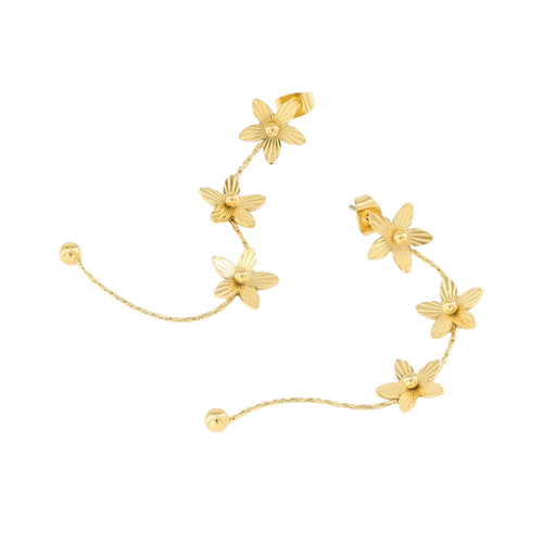 Lange hang oorbellen met bloemen - sierlijke oorbellen met oorknopjes sluiting