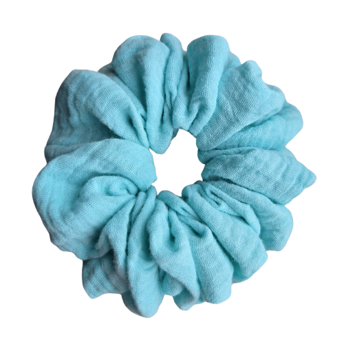 Mintgroene mousseline scrunchie, handgemaakt haaraccessoire