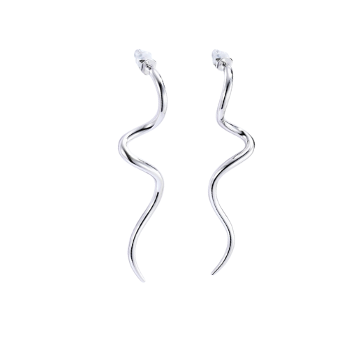 Zilverkleurige stainless steel oorbellen met een prachtige golf - stijlvolle dames oorbellen