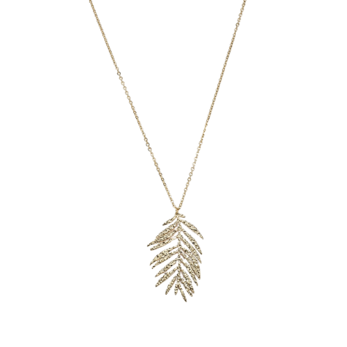 Goudkleurige ketting met bladeren - grote damesketting