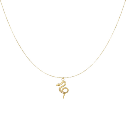 Goudkleurige Poisson ketting met elegante slanghanger, symbool voor kracht en transformatie, perfect voor een chique en mysterieuze uitstraling