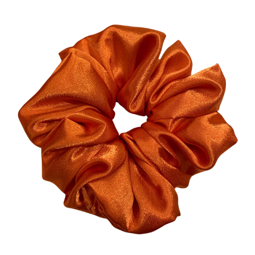 Klassieke satijnen scrunchie in de kleur oranje, handgemaakte haaraccessoire met zijdezachte glans voor dagelijks gebruik en voor koningsdag